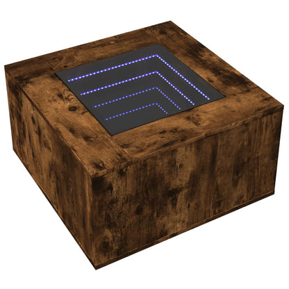 Table basse avec LED chêne fumé 60x60x40 cm bois d'ingénierie