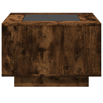 Table basse avec LED chêne fumé 60x60x40 cm bois d'ingénierie