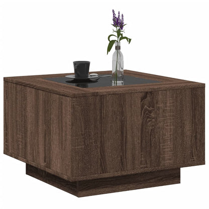 Table basse avec LED chêne marron 60x60x40 cm bois d'ingénierie