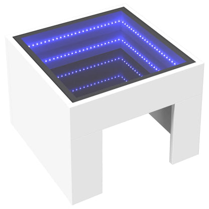 Table basse avec LED infini blanc 40x40x30 cm