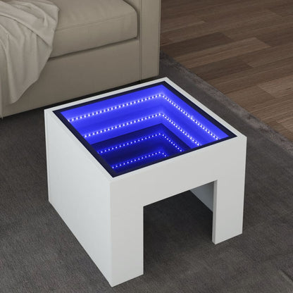 Table basse avec LED infini blanc 40x40x30 cm