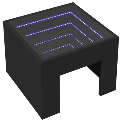 Table basse avec LED infini noir 40x40x30 cm