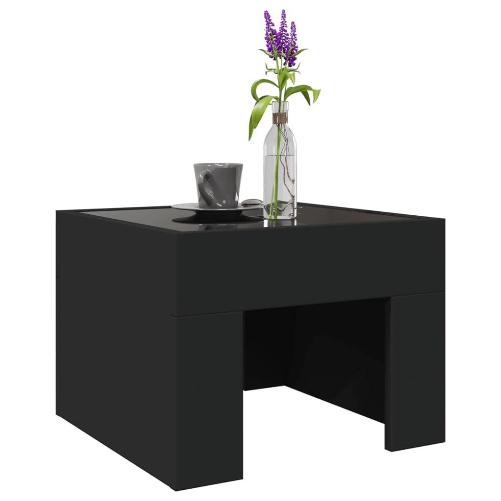 Table basse avec LED infini noir 40x40x30 cm