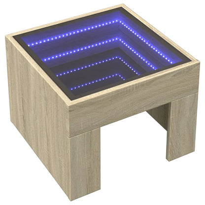 Table basse avec LED infini chêne sonoma 40x40x30 cm