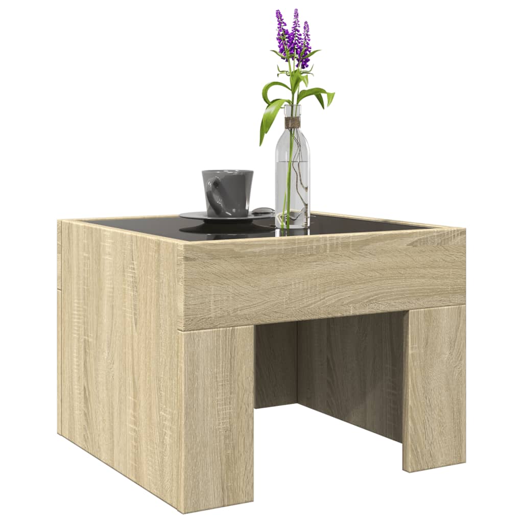 Table basse avec LED infini chêne sonoma 40x40x30 cm