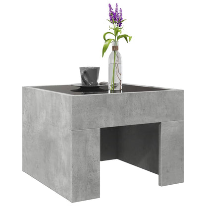 Table basse avec LED infini gris béton 40x40x30 cm