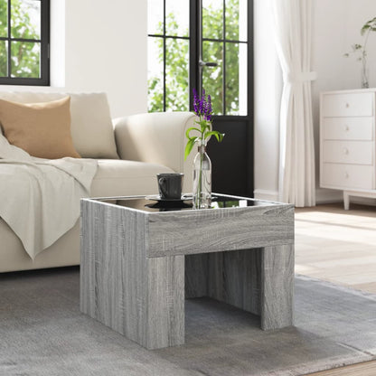 Table basse avec LED infini sonoma gris 40x40x30 cm