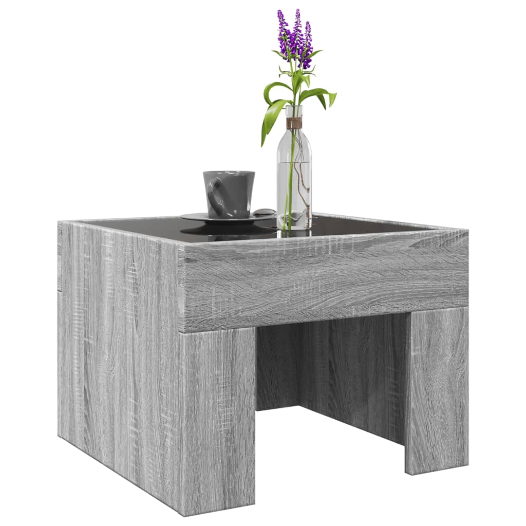 Table basse avec LED infini sonoma gris 40x40x30 cm