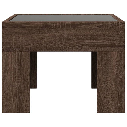 Table basse avec LED infini chêne marron 40x40x30 cm