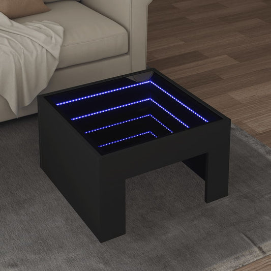 Table basse avec LED infini noir 50x50x30 cm