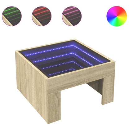 Table basse avec LED infini chêne sonoma 50x50x30 cm