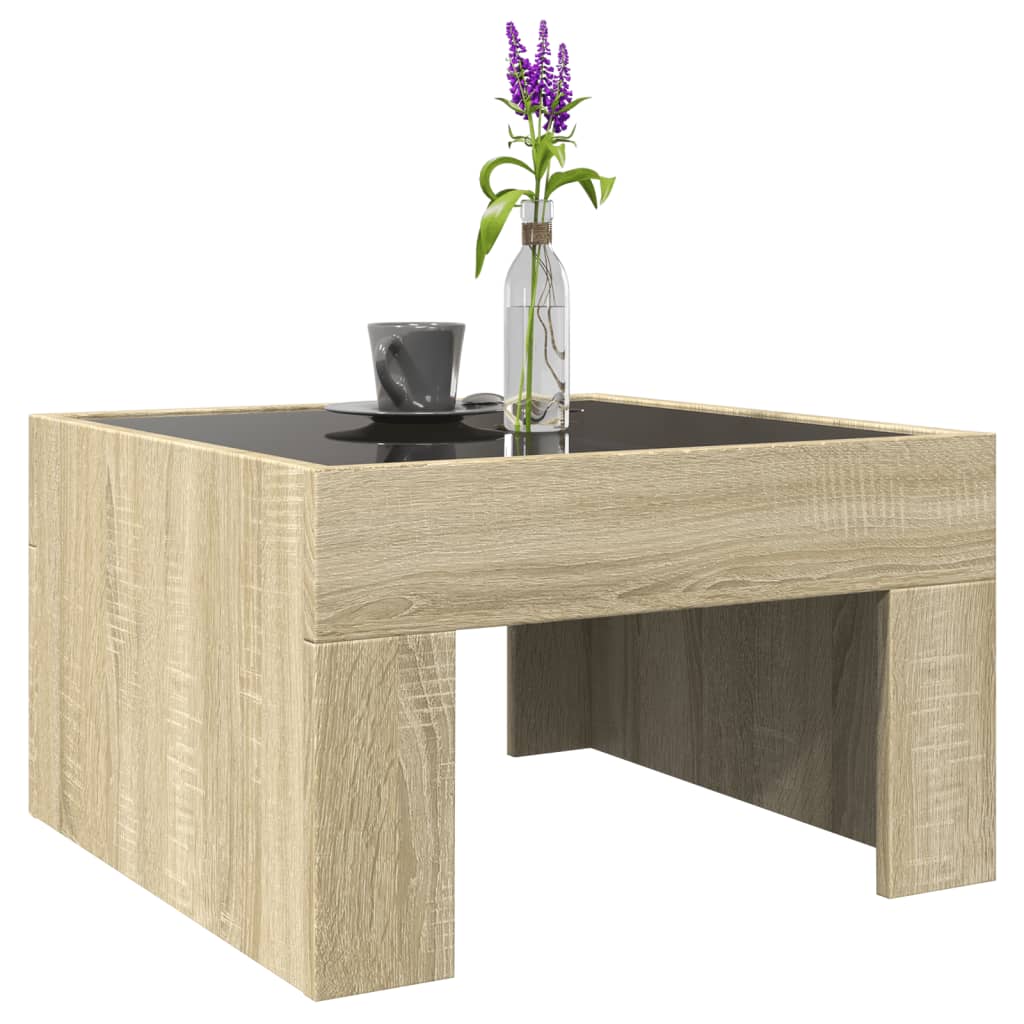 Table basse avec LED infini chêne sonoma 50x50x30 cm