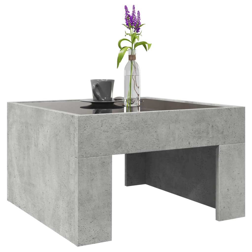 Table basse avec LED infini gris béton 50x50x30 cm