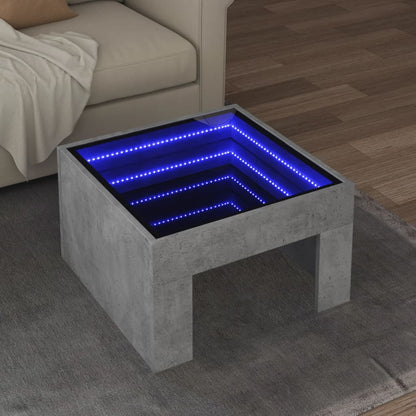 Table basse avec LED infini gris béton 50x50x30 cm