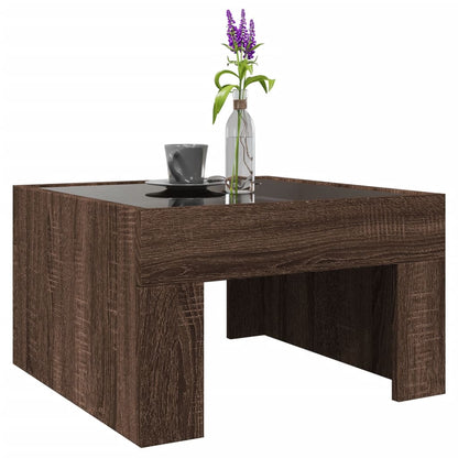 Table basse avec LED infini chêne marron 50x50x30 cm