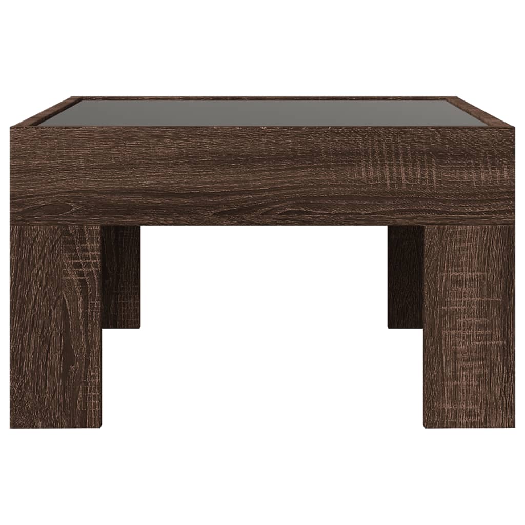 Table basse avec LED infini chêne marron 50x50x30 cm