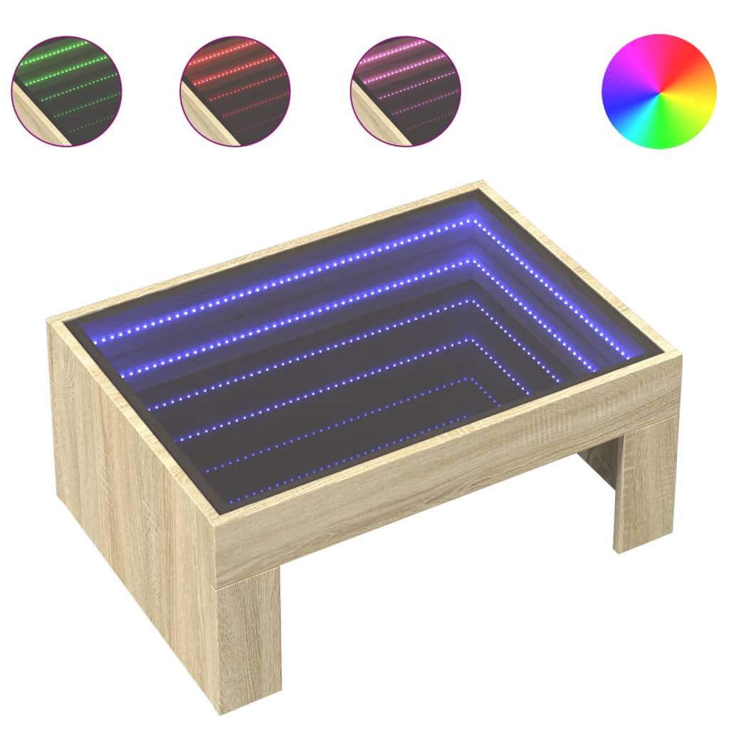 Table basse avec LED infini chêne sonoma 70x50x30 cm