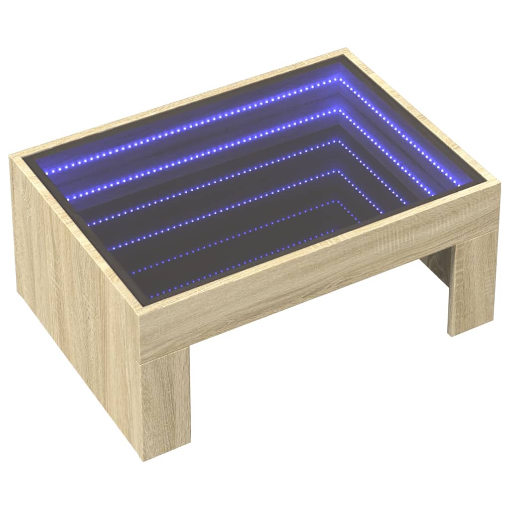 Table basse avec LED infini chêne sonoma 70x50x30 cm