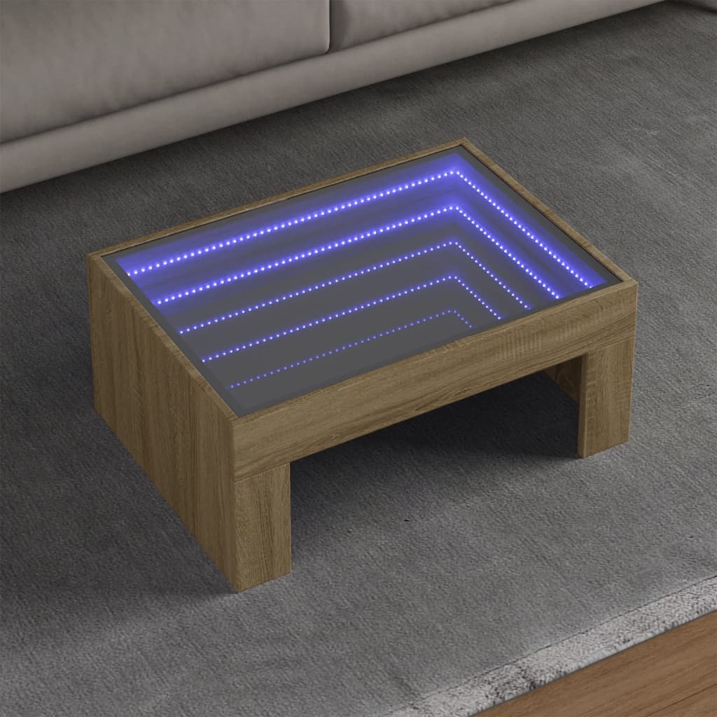 Table basse avec LED infini chêne sonoma 70x50x30 cm