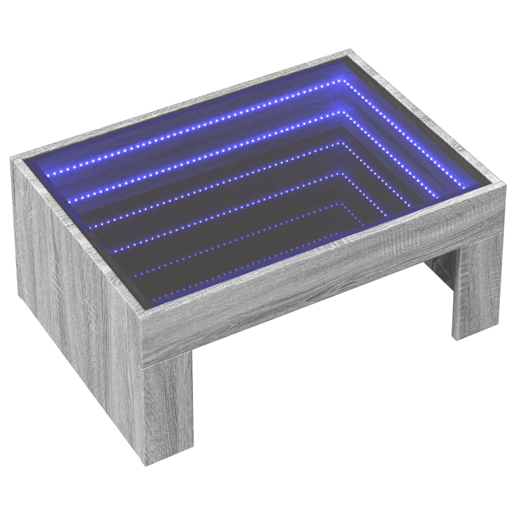 Table basse avec LED infini sonoma gris 70x50x30 cm