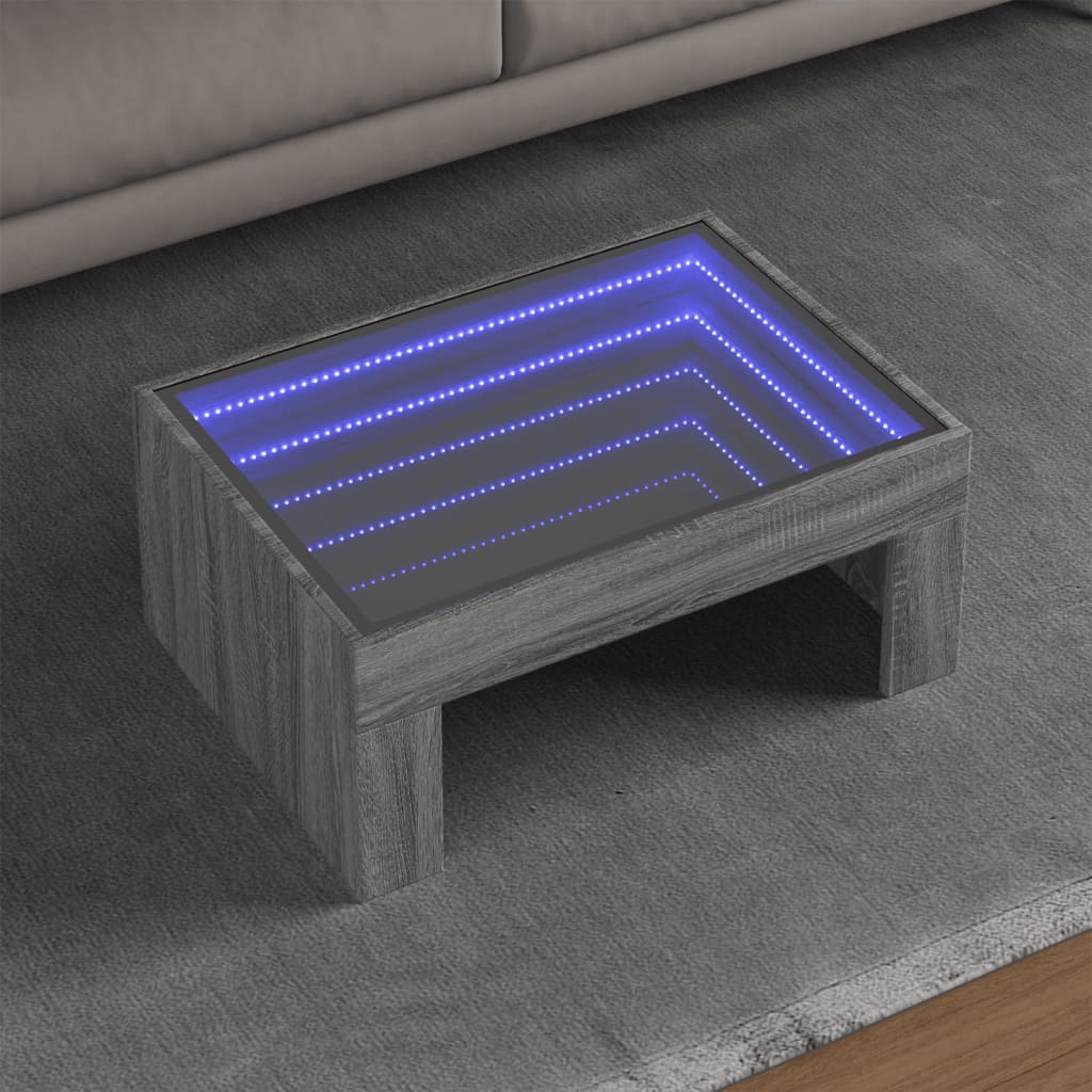 Table basse avec LED infini sonoma gris 70x50x30 cm