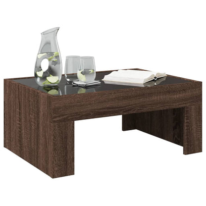 Table basse avec LED infini chêne marron 70x50x30 cm