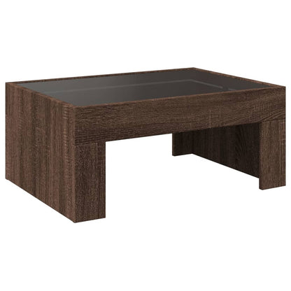 Table basse avec LED infini chêne marron 70x50x30 cm