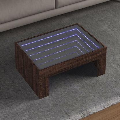 Table basse avec LED infini chêne marron 70x50x30 cm