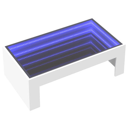 Table basse avec LED infini blanc 90x50x30 cm