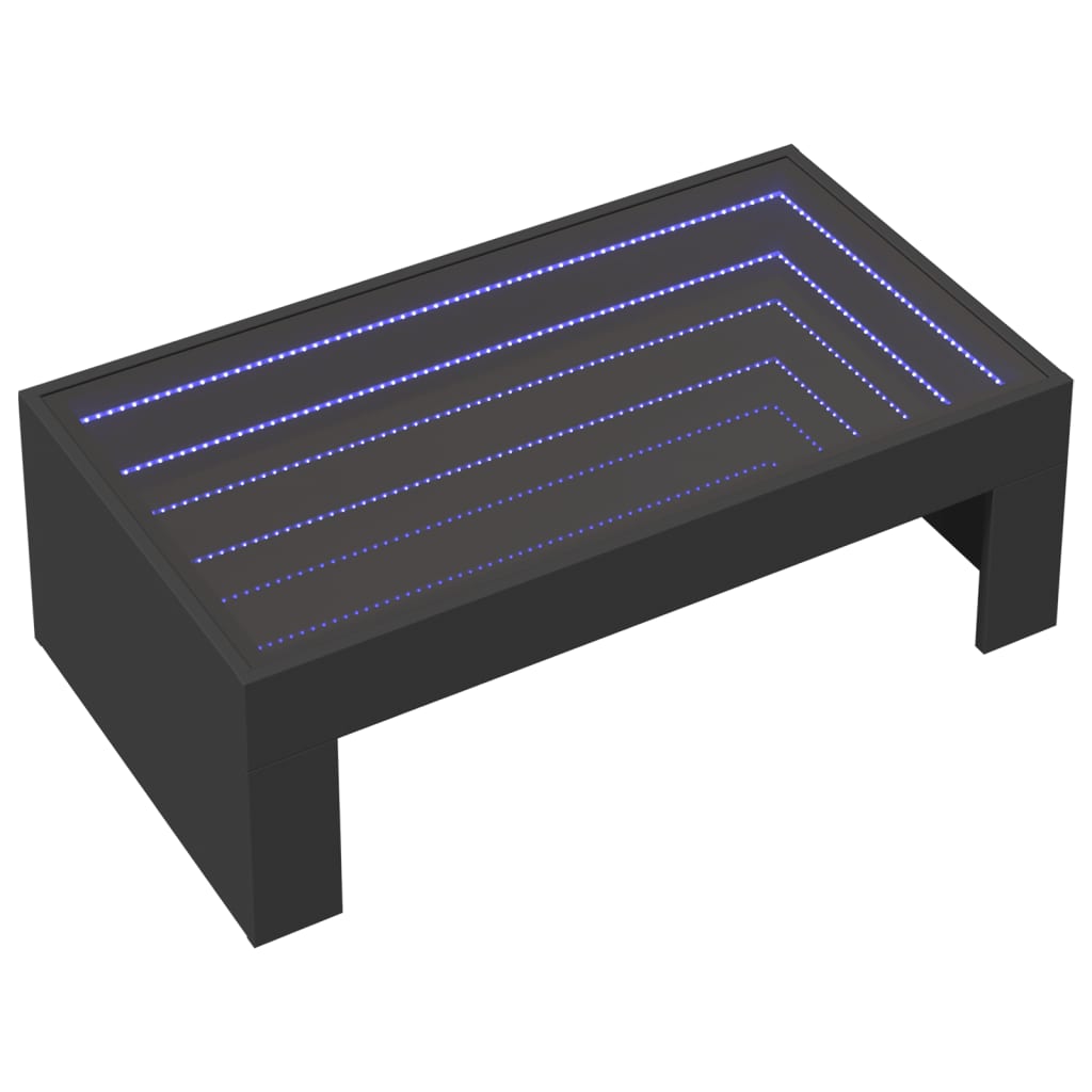 Table basse avec LED infini noir 90x50x30 cm