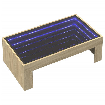 Table basse avec LED infini chêne sonoma 90x50x30 cm