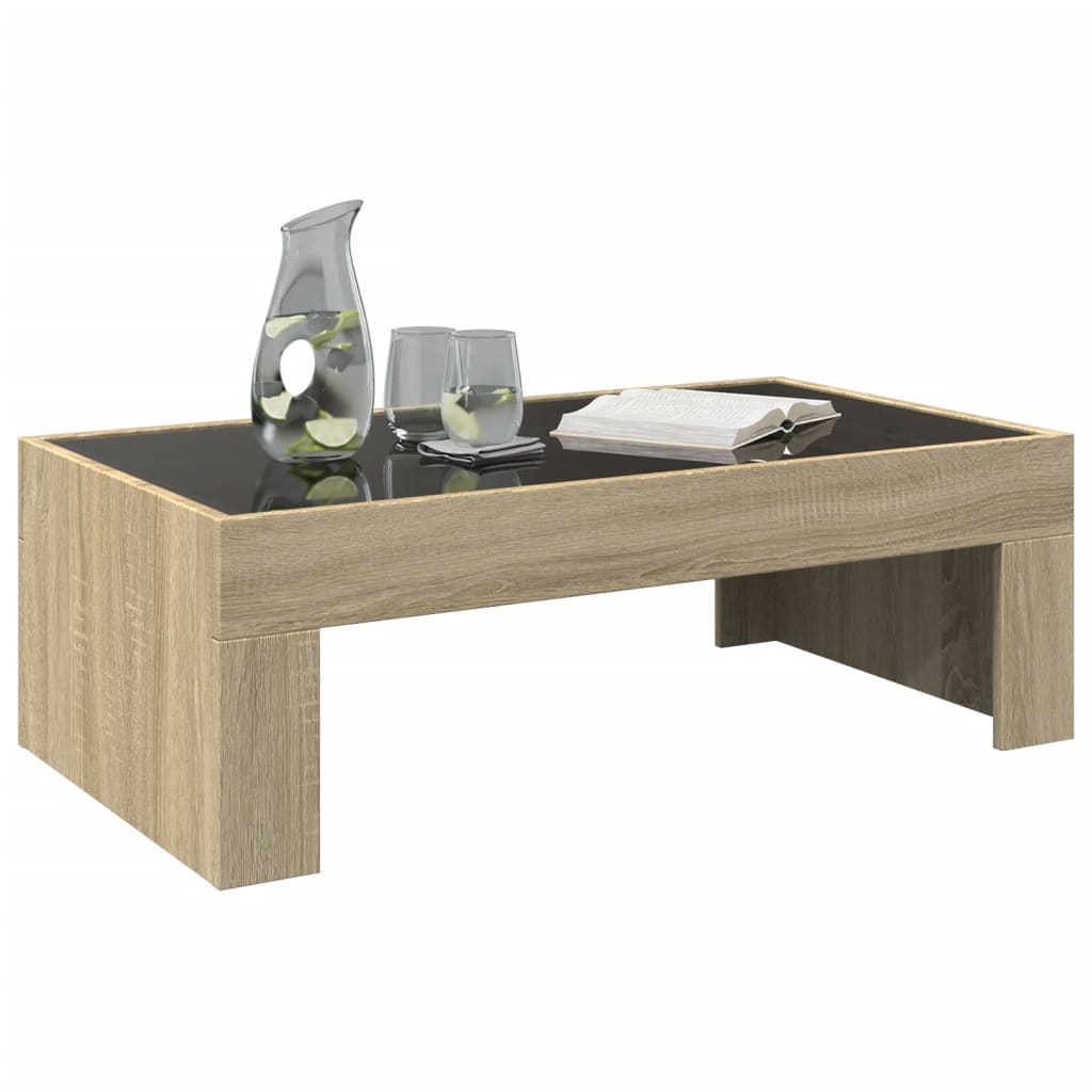 Table basse avec LED infini chêne sonoma 90x50x30 cm