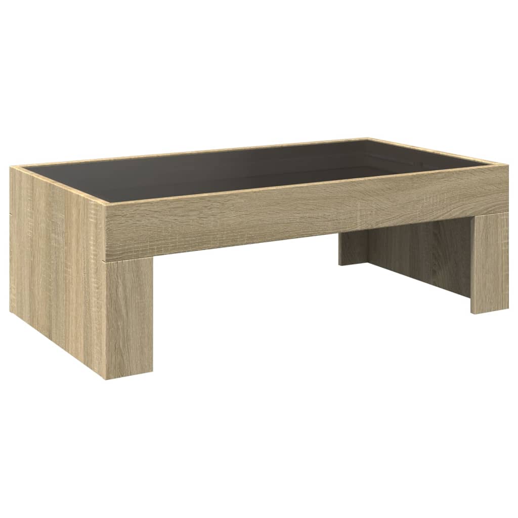 Table basse avec LED infini chêne sonoma 90x50x30 cm