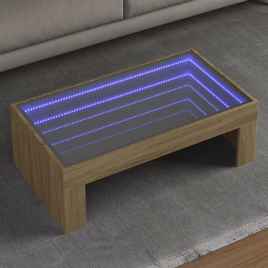 Table basse avec LED infini chêne sonoma 90x50x30 cm