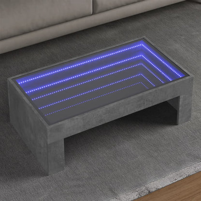 Table basse avec LED infini gris béton 90x50x30 cm