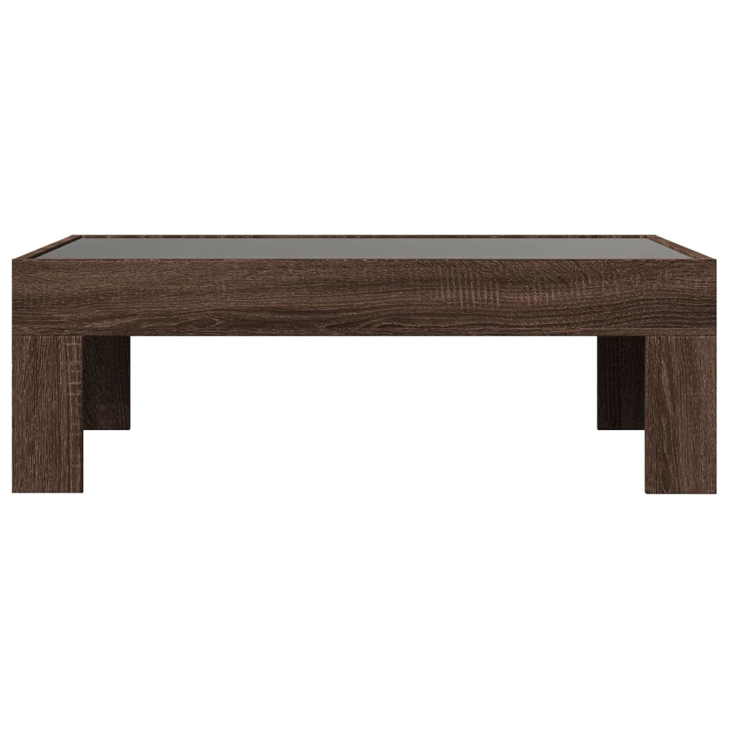 Table basse avec LED infini chêne marron 90x50x30 cm