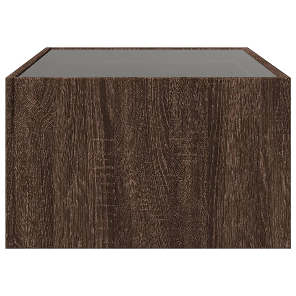 Table basse avec LED infini chêne marron 90x50x30 cm