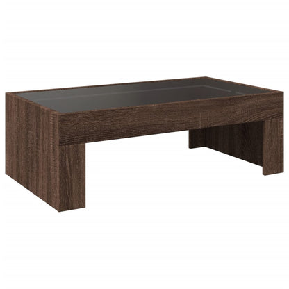 Table basse avec LED infini chêne marron 90x50x30 cm