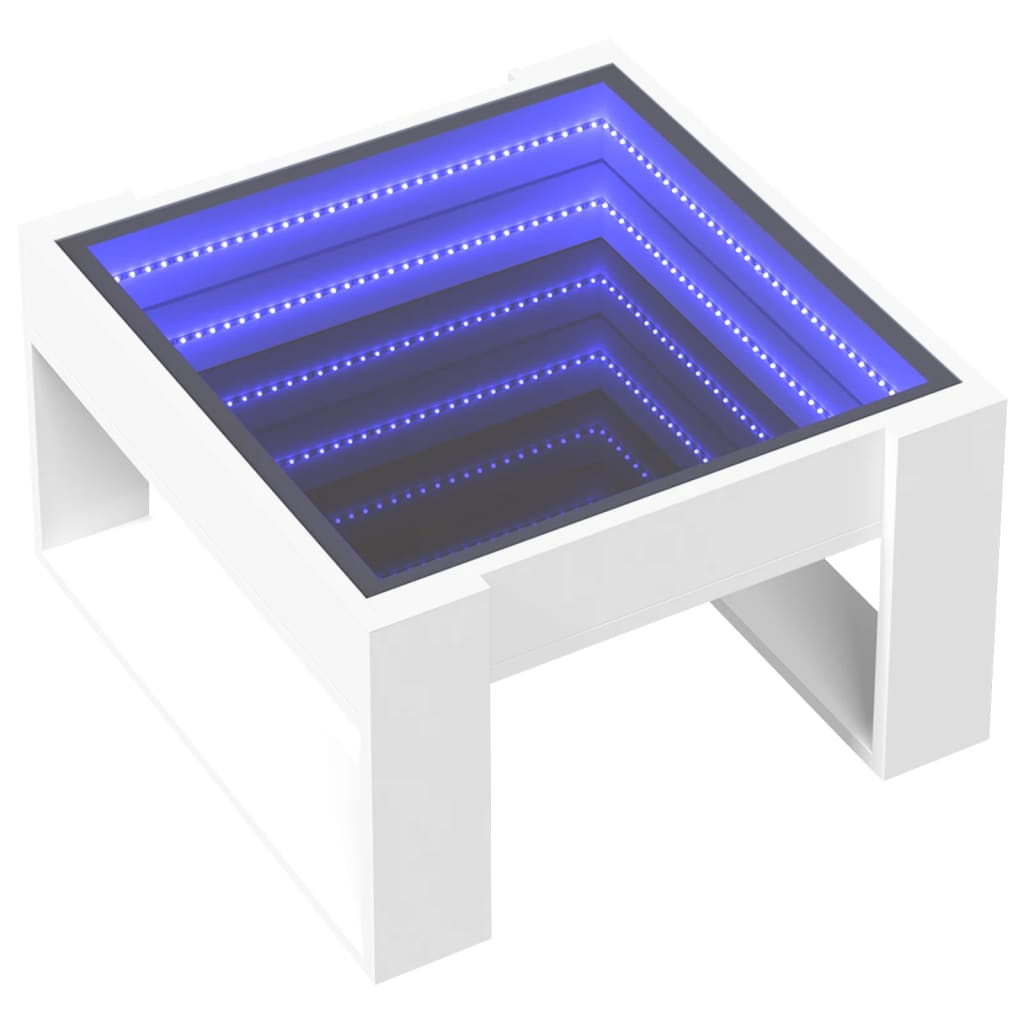 Table basse avec LED infini blanc 50x53x30 cm