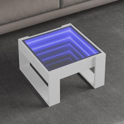 Table basse avec LED infini blanc 50x53x30 cm