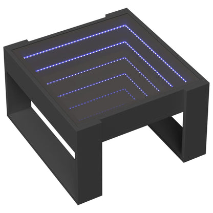 Table basse avec LED infini noir 50x53x30 cm