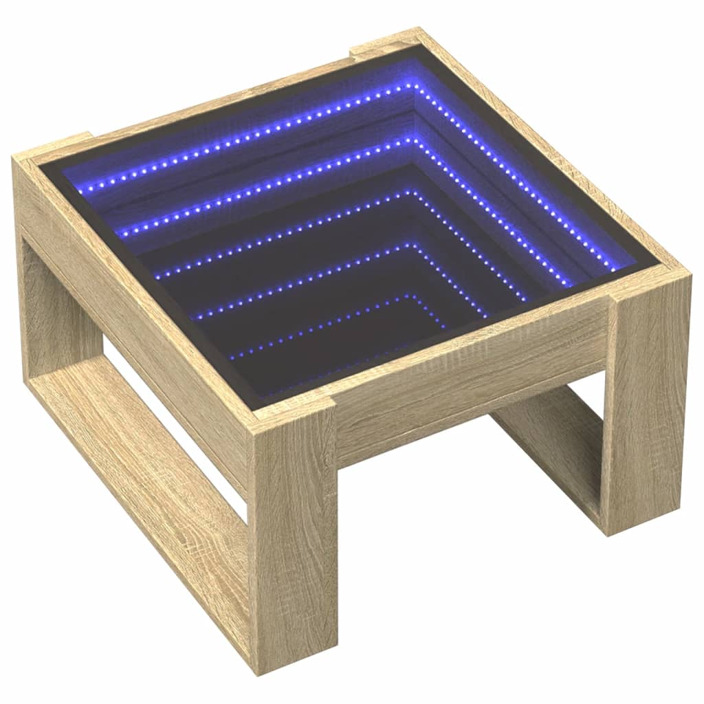 Table basse avec LED infini chêne sonoma 50x53x30 cm