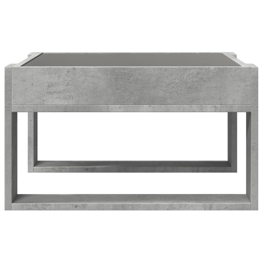 Table basse avec LED infini gris béton 50x53x30 cm