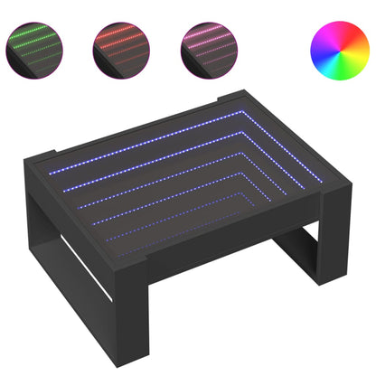 Table basse avec LED infini noir 70x53x30 cm