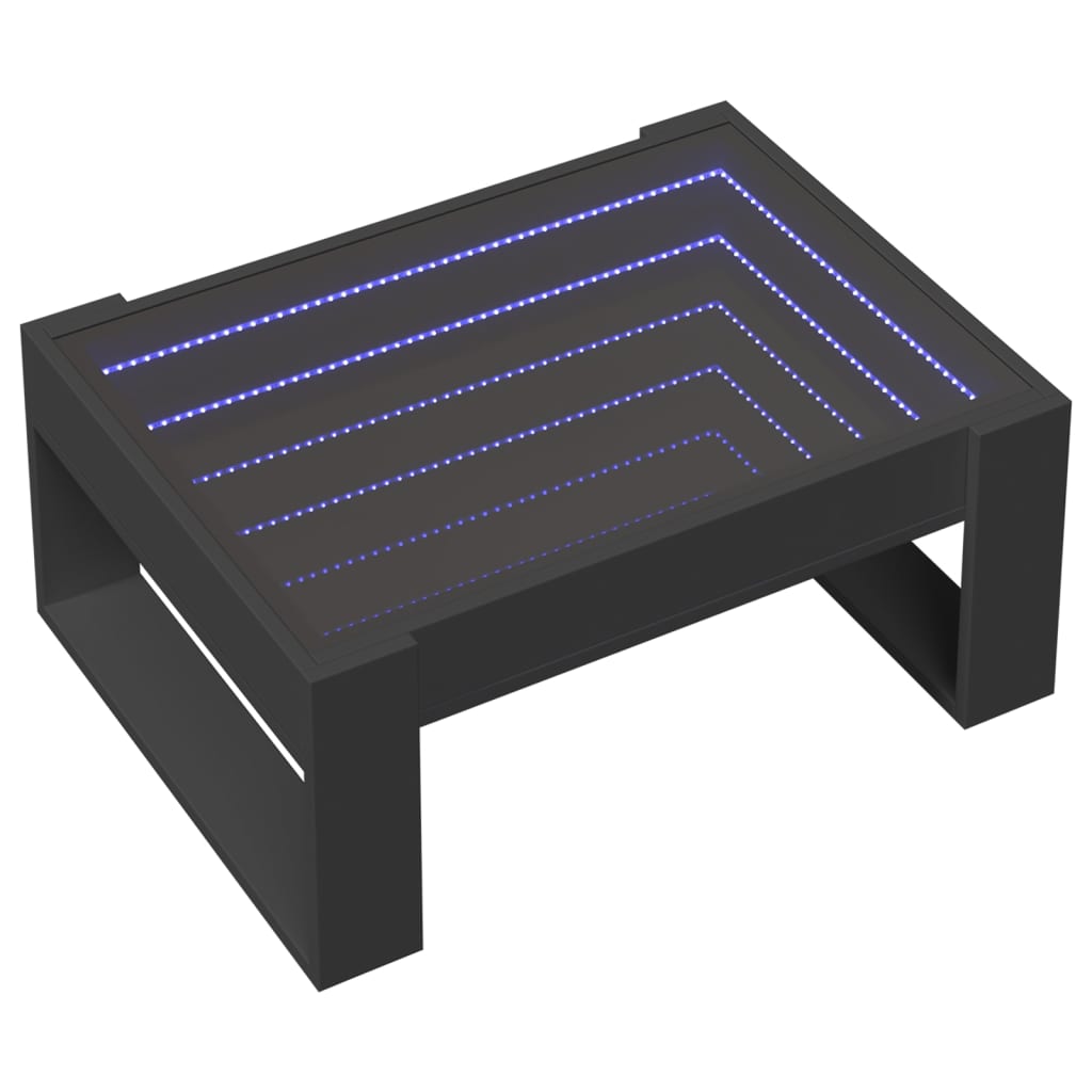 Table basse avec LED infini noir 70x53x30 cm