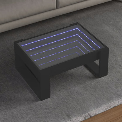 Table basse avec LED infini noir 70x53x30 cm