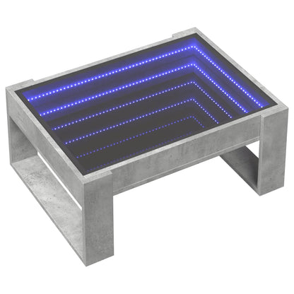 Table basse avec LED infini gris béton 70x53x30 cm