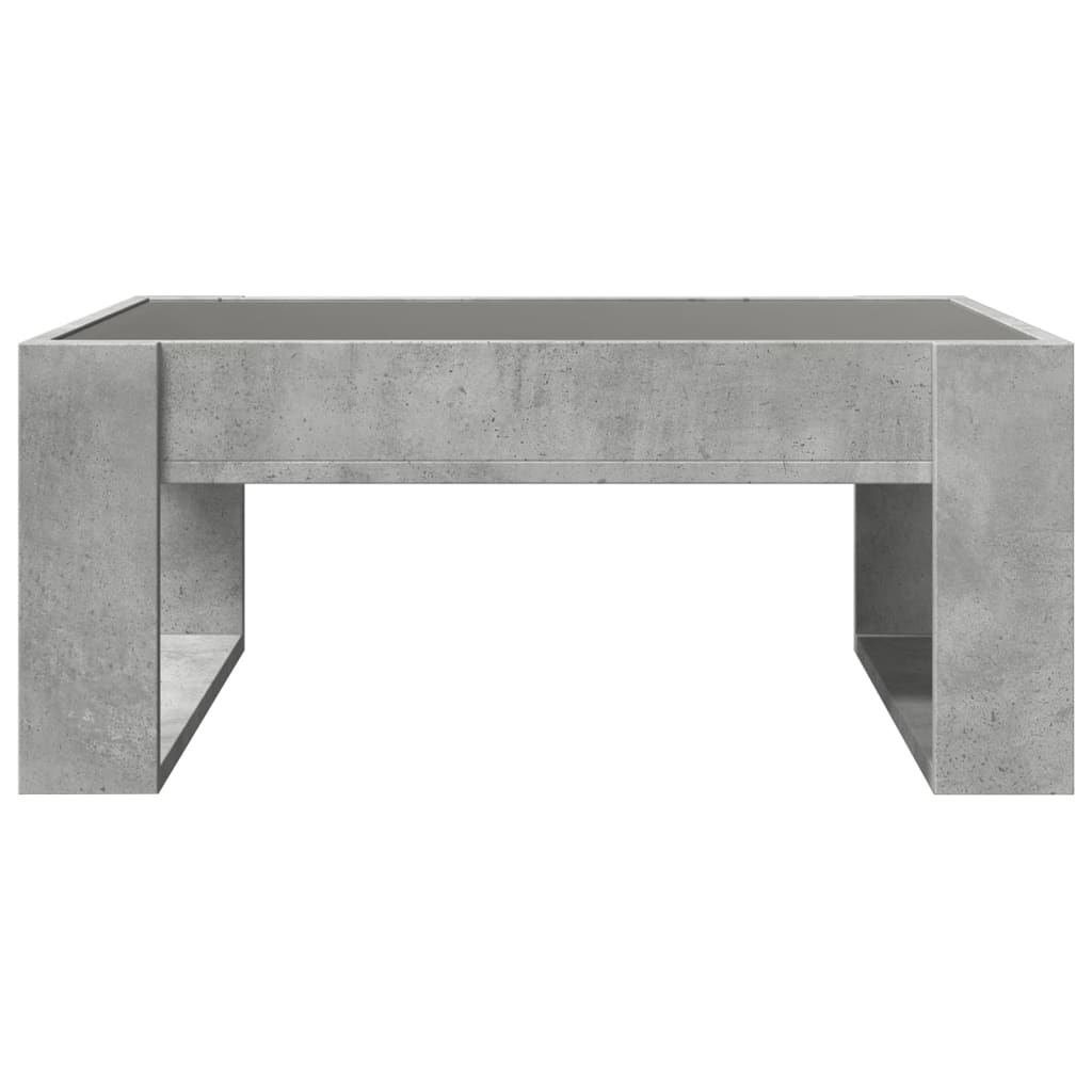 Table basse avec LED infini gris béton 70x53x30 cm