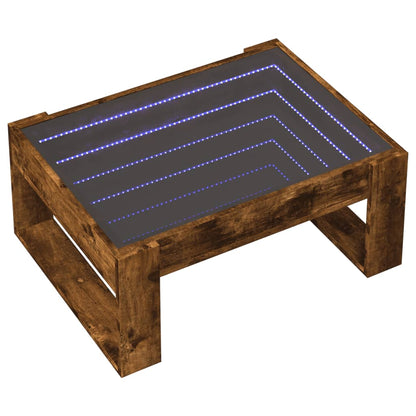 Table basse avec LED infini chêne fumé 70x53x30 cm