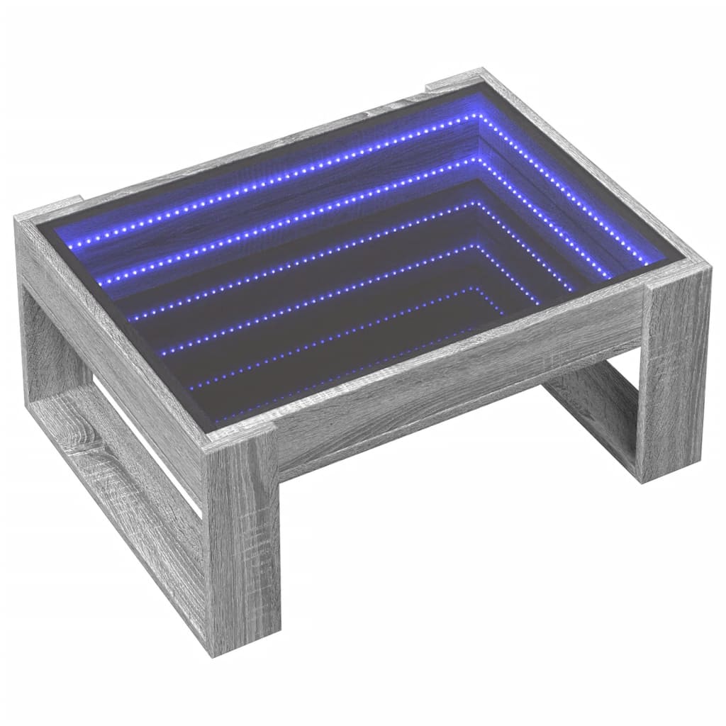 Table basse avec LED infini sonoma gris 70x53x30 cm